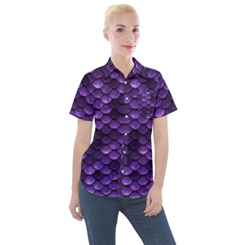 Purple Scales! Women s Short Sleeve Pocket Shirt by fructosebat