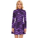 Purple Scales! Long Sleeve Velour Longline Dress View1