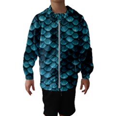 Teal Scales! Kids  Hooded Windbreaker by fructosebat