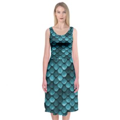 Teal Scales! Midi Sleeveless Dress by fructosebat