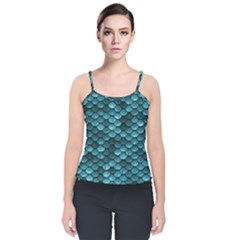 Teal Scales! Velvet Spaghetti Strap Top by fructosebat