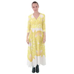 Flower Design T- Shirt Beautiful And Artistic Golden Flower T- Shirt Button Up Maxi Dress by maxcute