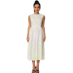 Flower Design T- Shirt Beautiful White And Yellow Artistic Flower T- Shirt Sleeveless Round Neck Midi Dress by maxcute