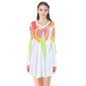 Flowers Art T- Shirtflower T- Shirt (2) Long Sleeve V-neck Flare Dress View1