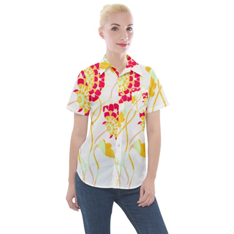 Flowers Art T- Shirtflowers T- Shirt (15) Women s Short Sleeve Pocket Shirt by maxcute