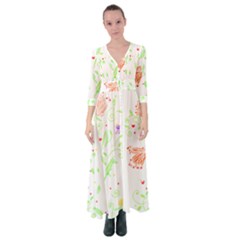 Flowers Art T- Shirtflowers T- Shirt (19) Button Up Maxi Dress by maxcute