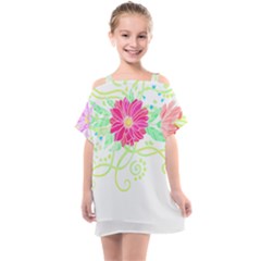 Flowers Illustration T- Shirtflowers T- Shirt (1) Kids  One Piece Chiffon Dress by maxcute