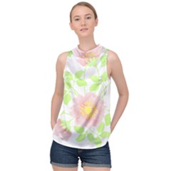 Flowers Illustration T- Shirtflowers T- Shirt (8) High Neck Satin Top by maxcute