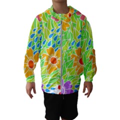 Flowers T- Shirt Colorful Flowers T- Shirt Kids  Hooded Windbreaker by maxcute