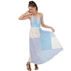 Geometric T- Shirt Blue Composition T- Shirt Backless Maxi Beach Dress by maxcute