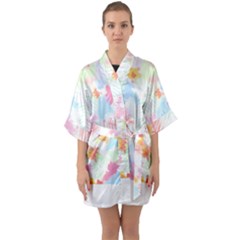 Hawaii T- Shirt Hawaii Blossoms Garden T- Shirt Half Sleeve Satin Kimono  by maxcute