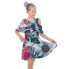 Hawaii T- Shirt Hawaii Deforestation Garden T- Shirt Kids  Shoulder Cutout Chiffon Dress by maxcute