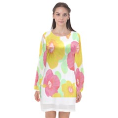 Hawaii T- Shirt Hawaii Floral Summer T- Shirt Long Sleeve Chiffon Shift Dress  by maxcute