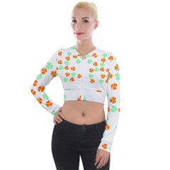 Irish T- Shirt Shamrock Pattern In Green White Orange T- Shirt Long Sleeve Cropped Velvet Jacket by maxcute