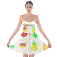 Kawaii Doodle T- Shirt Kawaii Doodle Food Illustration T- Shirt Strapless Bra Top Dress by maxcute