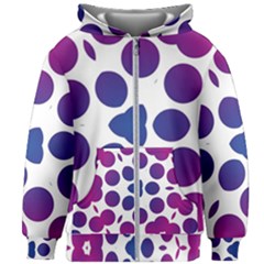 Purple Blue Repeat Pattern Kids  Zipper Hoodie Without Drawstring by Ravend