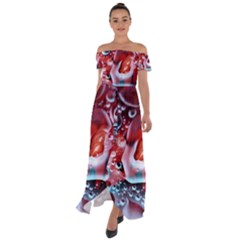 Abstract Art Texture Bubbles Off Shoulder Open Front Chiffon Dress by Ravend