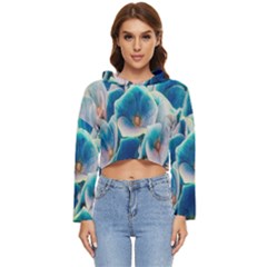 Hydrangeas-blossom-bloom-blue Women s Lightweight Cropped Hoodie by Ravend