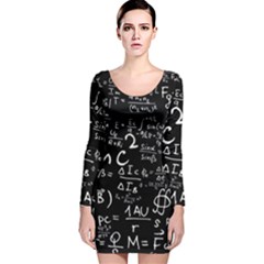 E=mc2 Text Science Albert Einstein Formula Mathematics Physics Long Sleeve Velvet Bodycon Dress by Jancukart