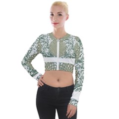 Mandala T- Shirt Green Mandala Lotus Flower Of Life Sacred Geometry Pattern Print T- Shirt Long Sleeve Cropped Velvet Jacket by maxcute