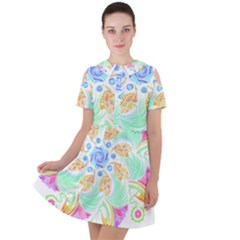 Mandala T- Shirt Twisting Garden Mandala T- Shirt Short Sleeve Shoulder Cut Out Dress  by maxcute