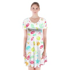 Mircobes T- Shirt Microbial Pattern T- Shirt Short Sleeve V-neck Flare Dress by maxcute