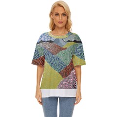 Mountains T- Shirt Patchwork Hills T- Shirt Oversized Basic Tee by maxcute