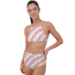 Orange Sparkle Glitter Art Lines T- Shirt Orange Sparkle Glitter Lines Art T- Shirt High Waist Tankini Set by maxcute