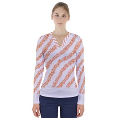 Orange Sparkle Glitter Art Lines T- Shirt Orange Sparkle Glitter Lines Art T- Shirt V-neck Long Sleeve Top by maxcute