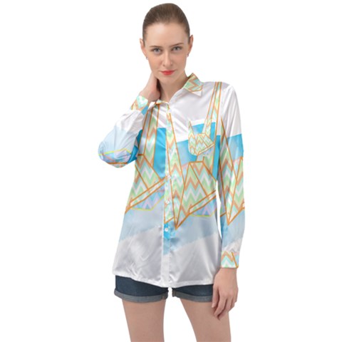 Origami Crane T- Shirt Origami Crane T- Shirt Long Sleeve Satin Shirt by maxcute