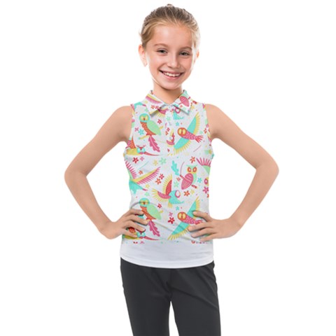 Owl T- Shirt Owl Pattern T- Shirt Kids  Sleeveless Polo Tee by maxcute