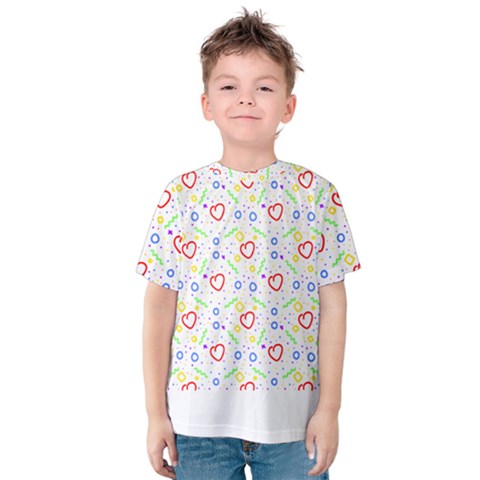 Pattern T- Shirt Corazones Coloridos T- Shirt Kids  Cotton Tee by maxcute