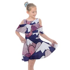 Pattern T- Shirt The Rocks And Peaks T- Shirt Kids  Shoulder Cutout Chiffon Dress by maxcute