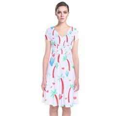 Pattern T- Shirtthe Watercolor Jungle Pattern 2 T- Shirt Short Sleeve Front Wrap Dress by maxcute