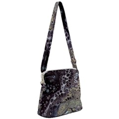 Black Marble Abstract Pattern Texture Zipper Messenger Bag by Jancukart