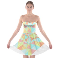 Stained Glass T- Shirt Polygon Geometric Heart Retro T- Shirt Strapless Bra Top Dress by maxcute