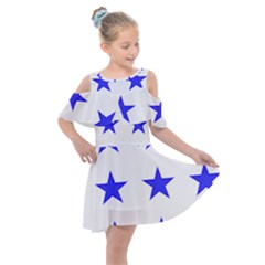 Stars T- Shirt Star Pattern - Dark Blue T- Shirt Kids  Shoulder Cutout Chiffon Dress by maxcute