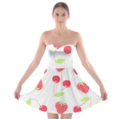 Summer Fruits Pattern T- Shirt Summer Fruit T- Shirt Strapless Bra Top Dress by maxcute