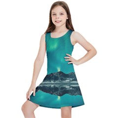 Blue And Green Sky And Mountain Kids  Lightweight Sleeveless Dress by Jancukart