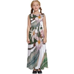 Tropical T- Shirt Tropical Pattern Quiniflore T- Shirt Kids  Satin Sleeveless Maxi Dress by maxcute