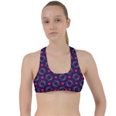 Geometric Pattern Retro Style Criss Cross Racerback Sports Bra by Ravend