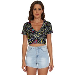 Background Graphic Art V-neck Crop Top by Ravend