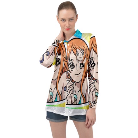 Nami Lovers Money Long Sleeve Satin Shirt by designmarketalsprey31