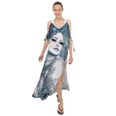 Sapphire Slime Maxi Chiffon Cover Up Dress by MRNStudios