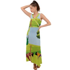 Large V-neck Chiffon Maxi Dress by SymmekaDesign