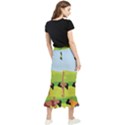 Mother And Daughter Yoga Art Celebrating Motherhood And Bond Between Mom And Daughter. Maxi Fishtail Chiffon Skirt View2