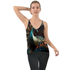 Peacock Bird Feathers Colorful Texture Abstract Chiffon Cami by Pakemis