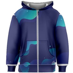 Abstract Blue Texture Space Kids  Zipper Hoodie Without Drawstring by Ravend