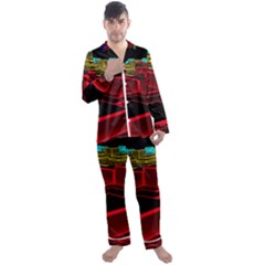 3d Abstract Model Texture Men s Long Sleeve Satin Pajamas Set by Ravend