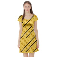 Background Yellow Background Short Sleeve Skater Dress by Ravend